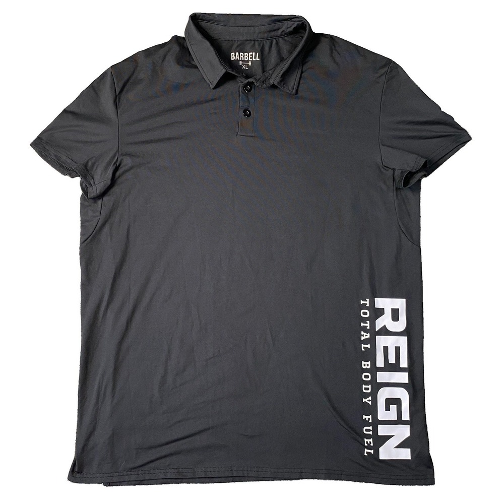 Barbell Apparel Polo Shirt Mens XL Black Reign Total Body Fuel Performance